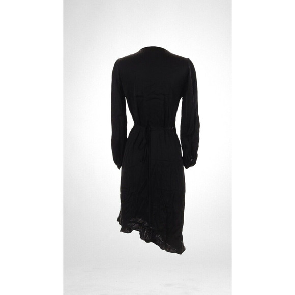 Velvet by Graham Spencer Size Extra Small Dress Wrap Ruffle Black High Low Midi - Picture 3 of 8